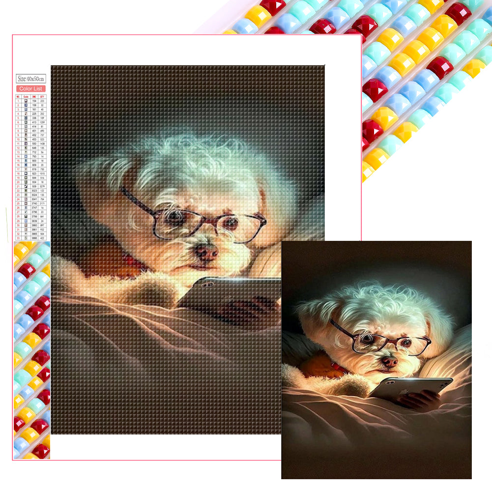 Diamond Painting - Full Square - Puppy Reading (40*50CM)