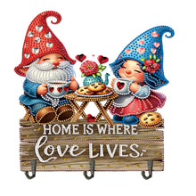 Load image into Gallery viewer, Wooden Special Shape Love Gnome 3 Hooks Diamond Painting Hook Rail for Wall Door
