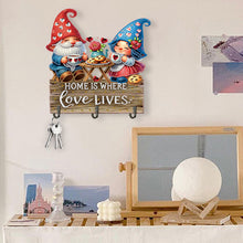 Load image into Gallery viewer, Wooden Special Shape Love Gnome 3 Hooks Diamond Painting Hook Rail for Wall Door
