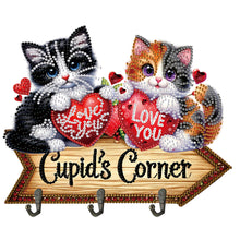 Load image into Gallery viewer, Wooden Special Shape Love Cat 3 Hooks Diamond Painting Hook Rail for Wall Door
