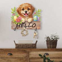 Load image into Gallery viewer, Wooden Special Shape Hello Dog 3 Hooks Diamond Painting Hook Rail for Wall Door
