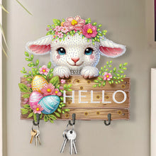 Load image into Gallery viewer, Wooden Special Shape Hello Sheep 3 Hooks Diamond Painting Hook Rail for Wall
