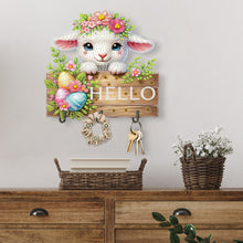 Load image into Gallery viewer, Wooden Special Shape Hello Sheep 3 Hooks Diamond Painting Hook Rail for Wall
