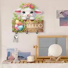 Load image into Gallery viewer, Wooden Special Shape Hello Sheep 3 Hooks Diamond Painting Hook Rail for Wall
