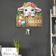 Load image into Gallery viewer, Wooden Special Shape Hello Sheep 3 Hooks Diamond Painting Hook Rail for Wall
