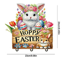 Load image into Gallery viewer, Wooden Special Shape Happy Easter 3 Hooks Diamond Painting Hook Rail for Wall
