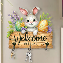 Load image into Gallery viewer, Wooden Special Shape Welcome Easter 3 Hooks Diamond Painting Hook Rail for Wall
