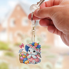 Load image into Gallery viewer, 6Pcs Double Sided Special Shape Easter Bunny Diamond Painting Art Keyring
