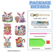 Load image into Gallery viewer, 6Pcs Double Sided Special Shape Easter Bunny Diamond Painting Art Keyring
