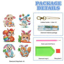 Load image into Gallery viewer, 6Pcs Double Sided Special Shape Easter Animals Diamond Painting Art Keyring
