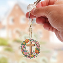 Load image into Gallery viewer, 6Pcs Double Sided Special Shape Easter Cross Diamond Painting Art Keyring
