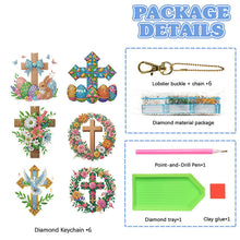 Load image into Gallery viewer, 6Pcs Double Sided Special Shape Easter Cross Diamond Painting Art Keyring
