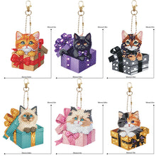 Load image into Gallery viewer, 6Pcs Double Sided Special Shape Gift Box Cat Diamond Painting Art Keyring
