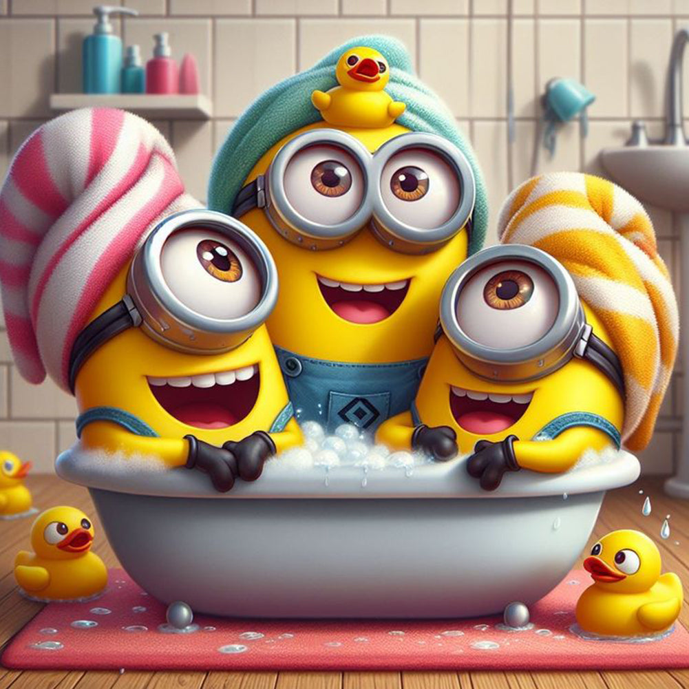 Diamond Painting - Full Round - Minions Bathing (40*40CM)