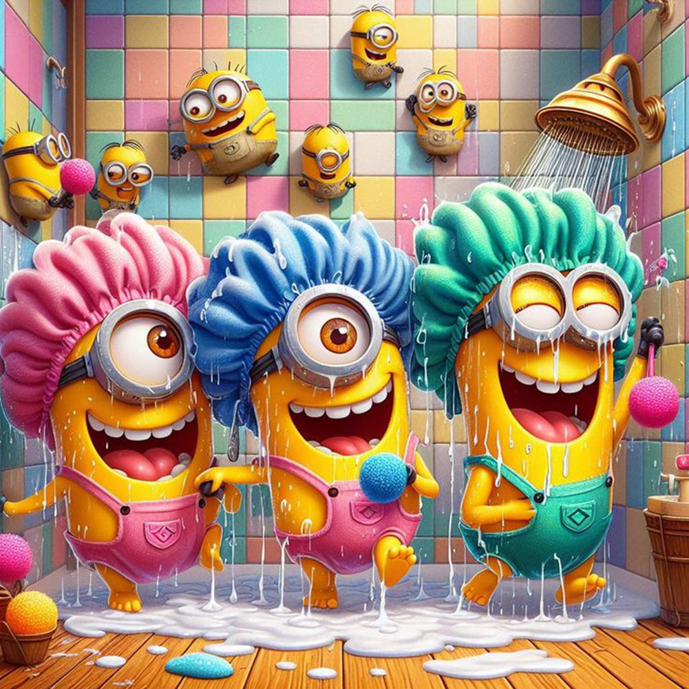 Diamond Painting - Full Round - Minions Bathing (40*40CM)