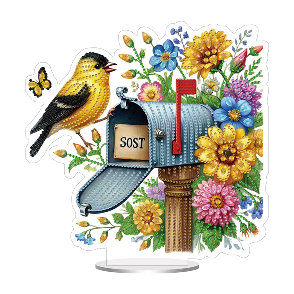 Acrylic Special Shape Flower Bird Mailbox 5D DIY Diamond Painting Tabletop Decor