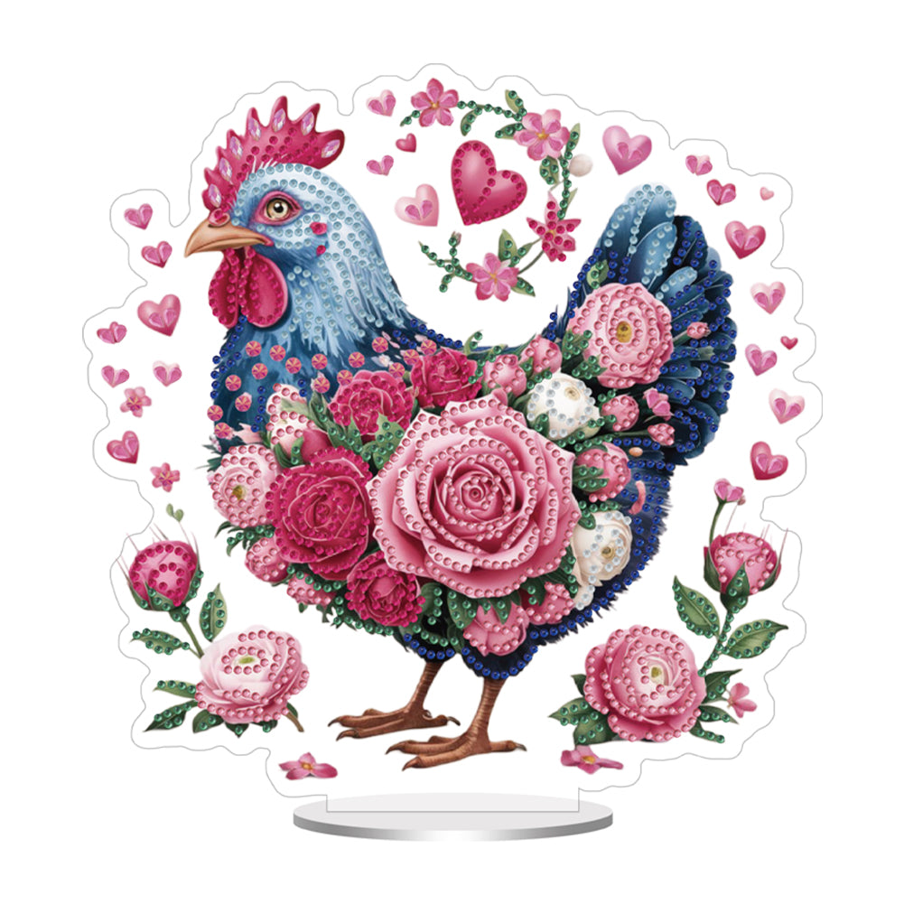 Acrylic Special Shape Flower Chicken 5D DIY Diamond Painting Tabletop Decoration
