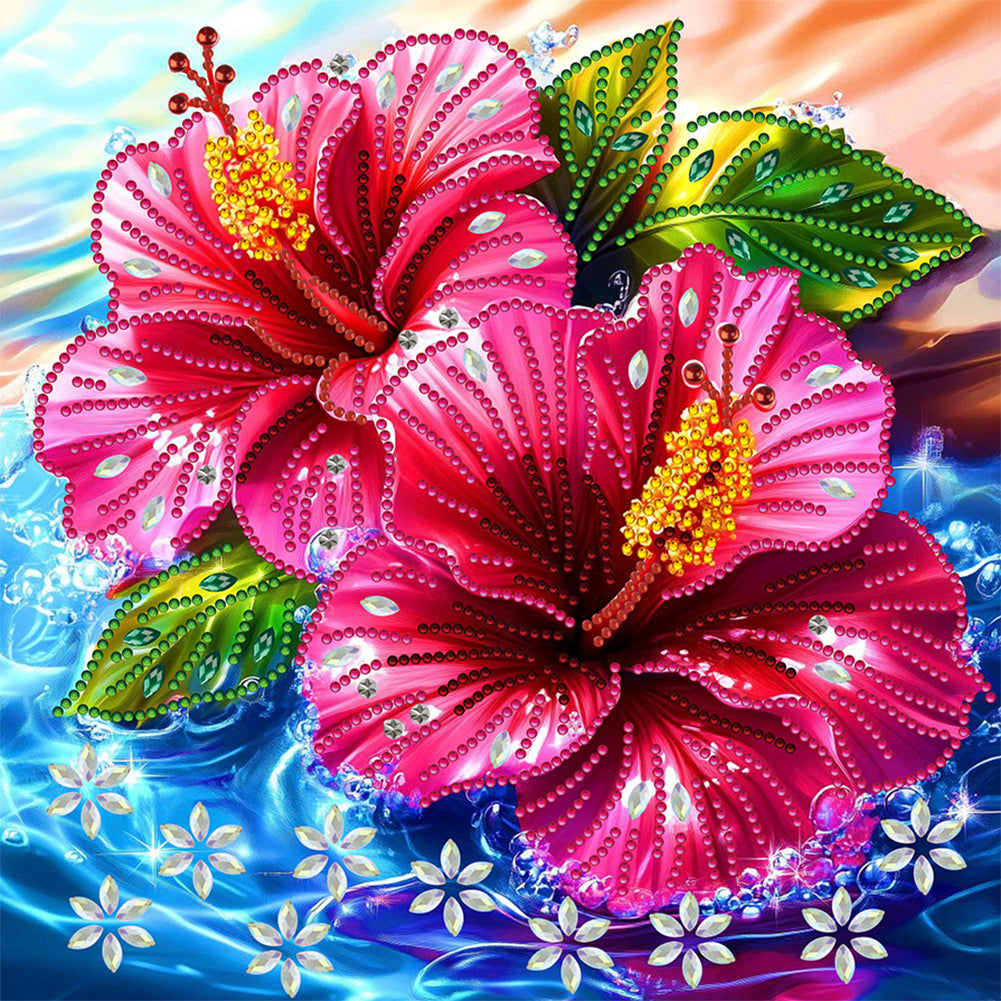 Diamond Painting - Partial Special Shaped - Hibiscus Flower (30*30cm)