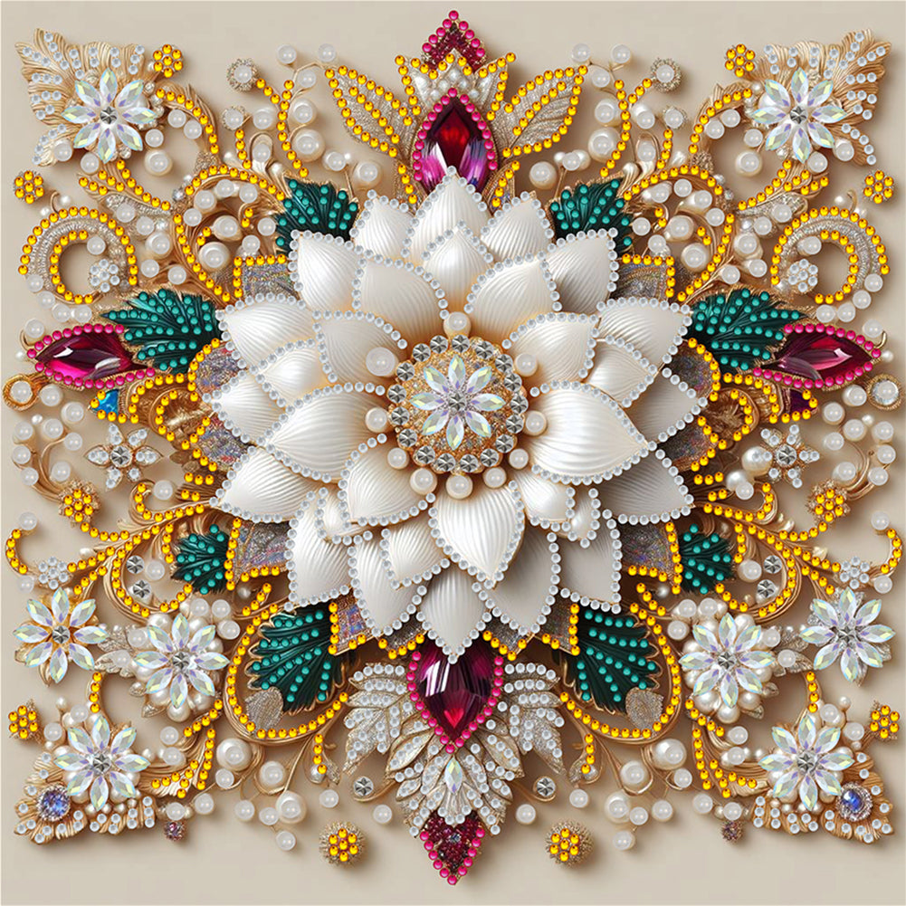 Diamond Painting - Partial Special Shaped - White Flower (30*30cm)