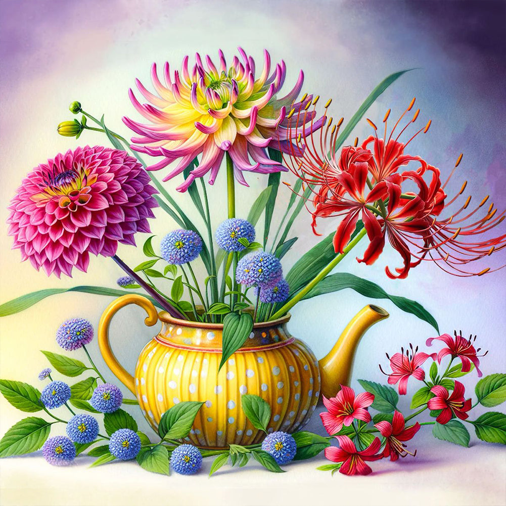 Diamond Painting - Full Round - Five Kinds Of Flowers (40*40CM)
