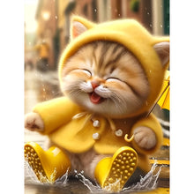 Load image into Gallery viewer, Diamond Painting - Full Round - Yellow Raincoat Cat (30*40CM)
