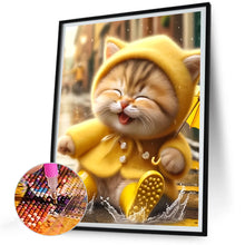 Load image into Gallery viewer, Diamond Painting - Full Round - Yellow Raincoat Cat (30*40CM)
