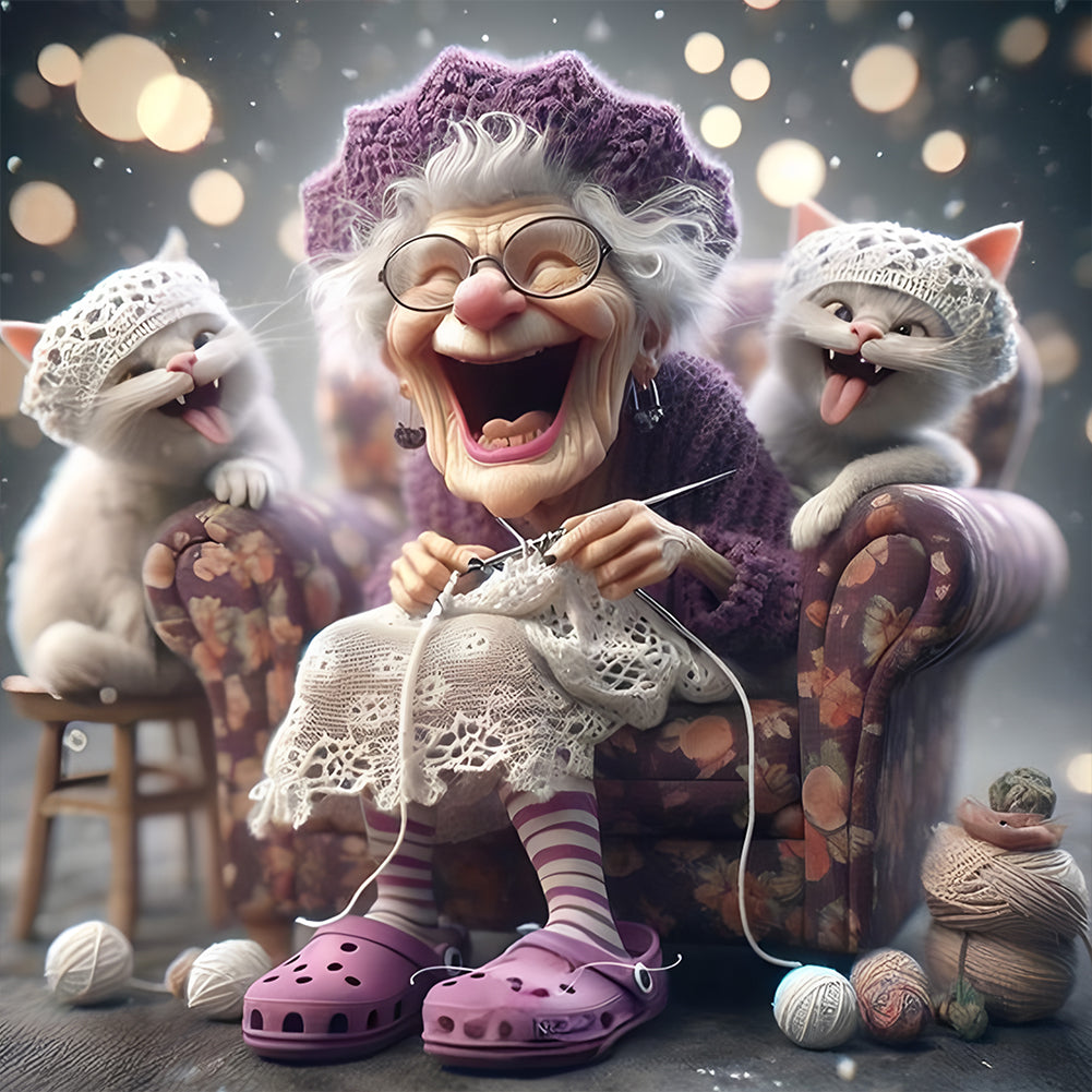 Diamond Painting - Full Round - Cute Old Lady (40*40CM)