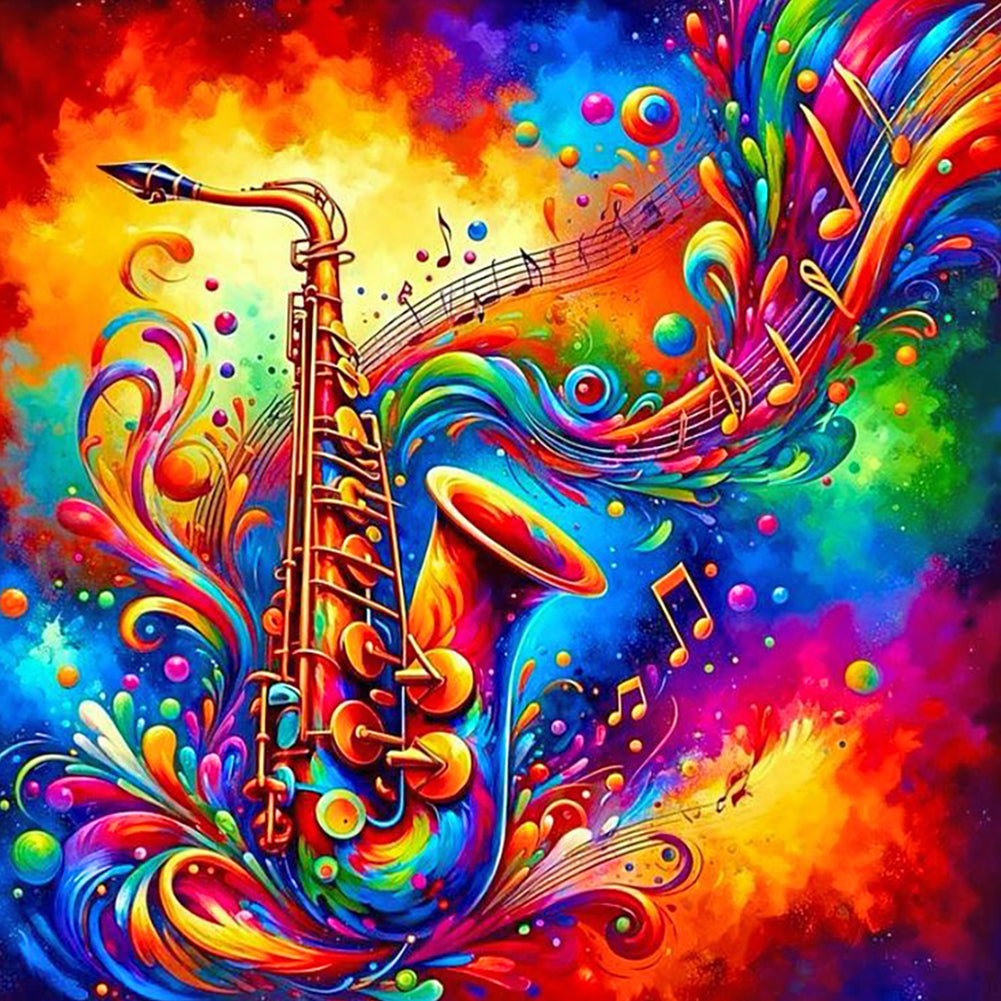 Diamond Painting - Full Round - Colorful Musical Instrument Saxophone (40*40CM)