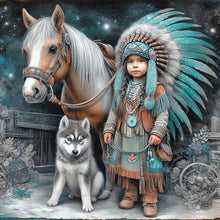 Load image into Gallery viewer, Diamond Painting - Full Round - Indian Child (40*40CM)
