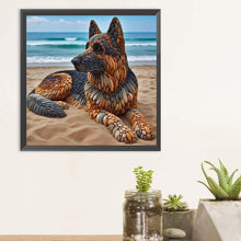Load image into Gallery viewer, Diamond Painting - Full Round - Stone Head Art Beach Puppy (30*30CM)
