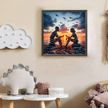 Load image into Gallery viewer, Diamond Painting - Full Round - Stone Art Couple In Sunset (30*30CM)
