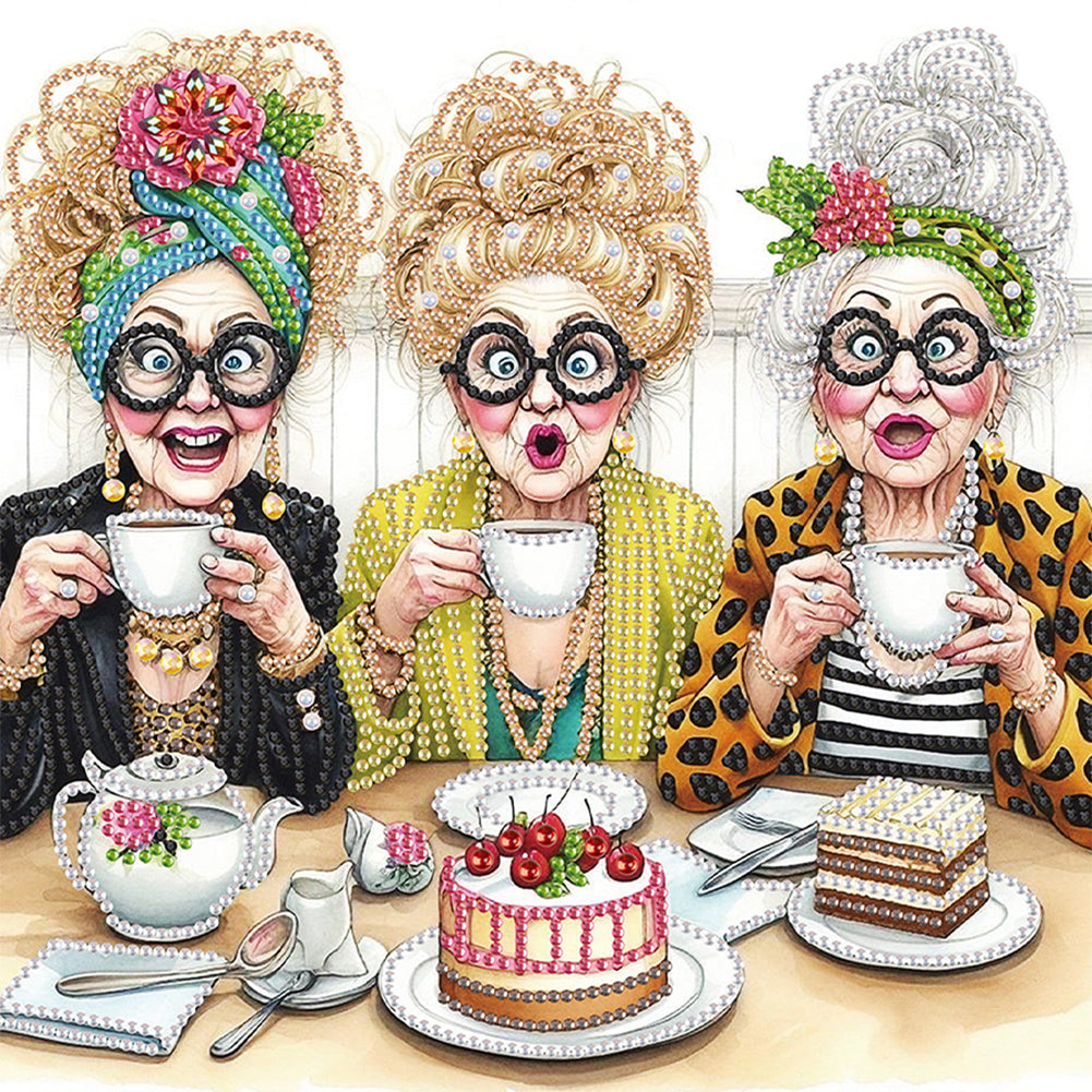 Diamond Painting - Partial Special Shaped - Funny Old Lady (30*30cm)