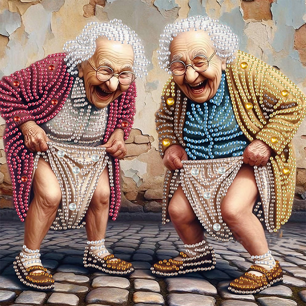 Diamond Painting - Partial Special Shaped - Funny Old Lady (30*30cm)