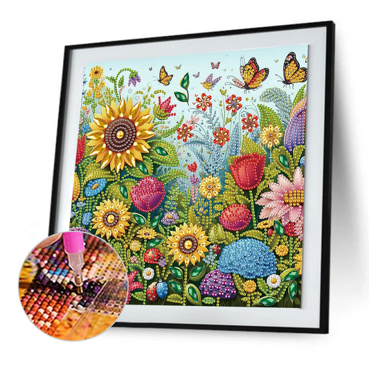 Diamond Painting - Partial Special Shaped - Flowers In The Woods (30*30cm)
