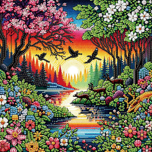 Diamond Painting - Partial Special Shaped - Flowers In The Woods (30*30cm)