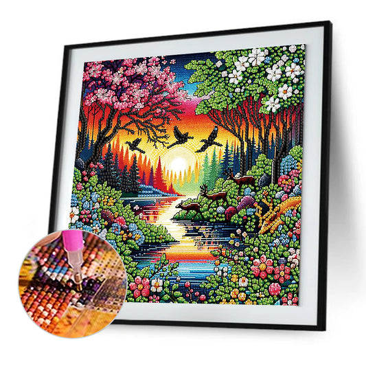 Diamond Painting - Partial Special Shaped - Flowers In The Woods (30*30cm)