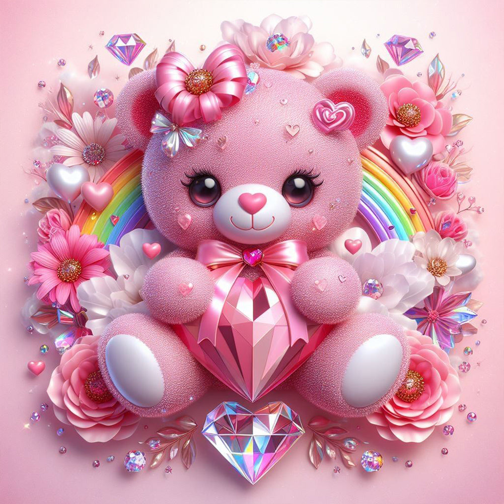 Diamond Painting - Full Round - Pink Bear (30*30CM)
