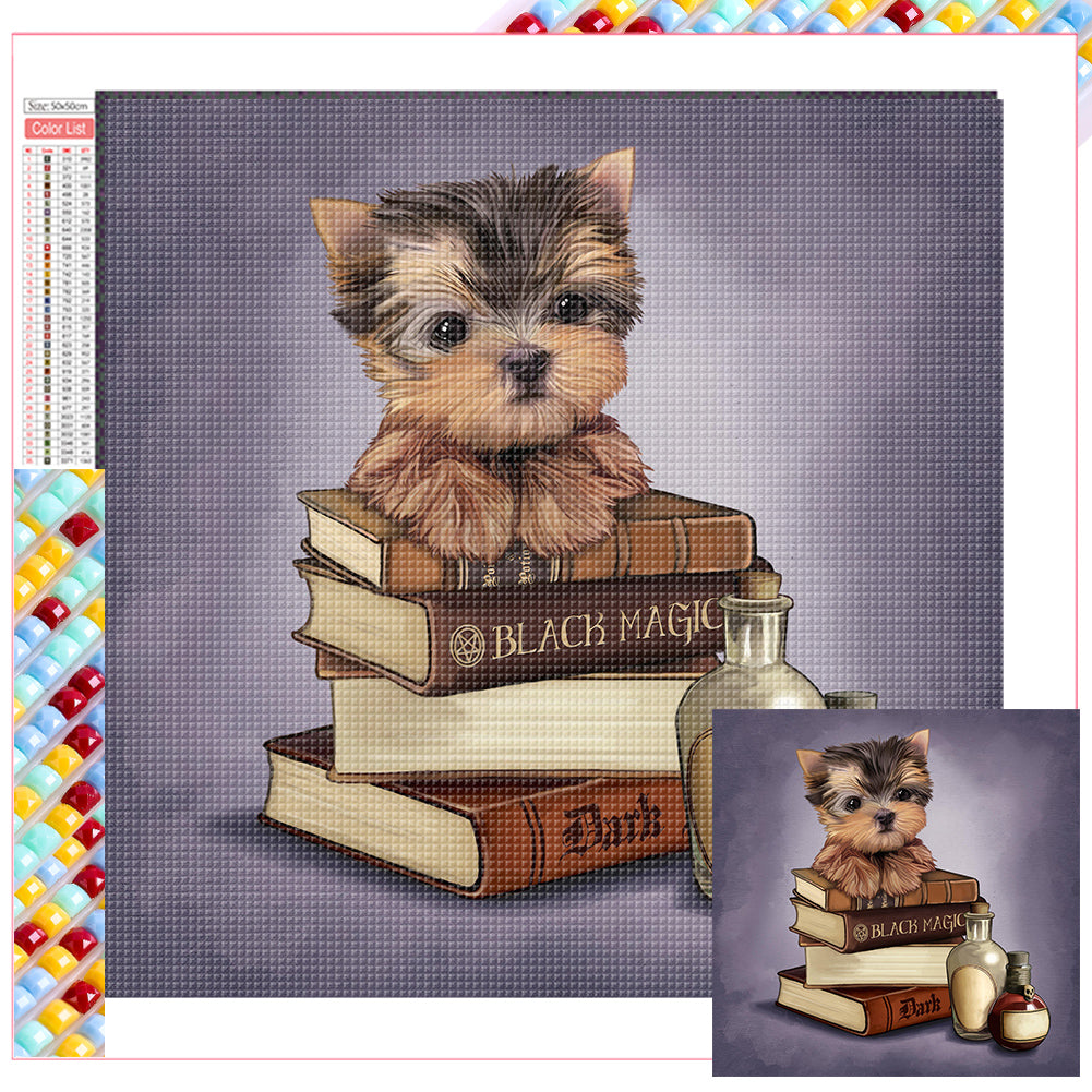 Diamond Painting - Full Square - Dog On The Book (50*50CM)