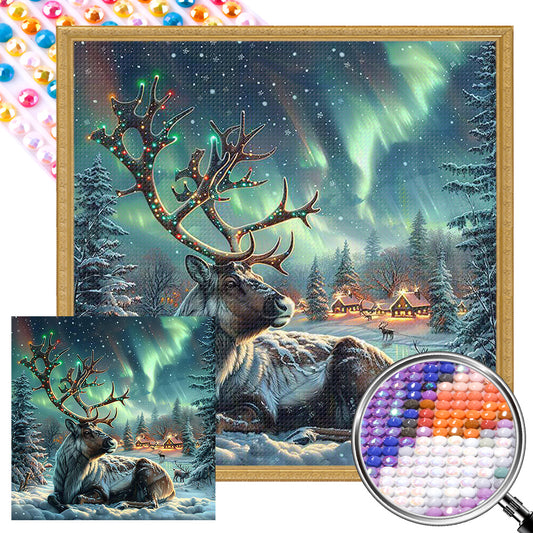 AB Diamond Painting - Full Round - Moose In The Polar Night (40*40CM)