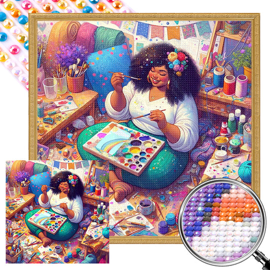 AB Diamond Painting - Full Round - Handmade Girl (40*40CM)