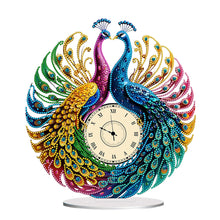 Load image into Gallery viewer, Peacock Special Shape 5D Diamond Painting Clock Art Craft Decorative for Desktop
