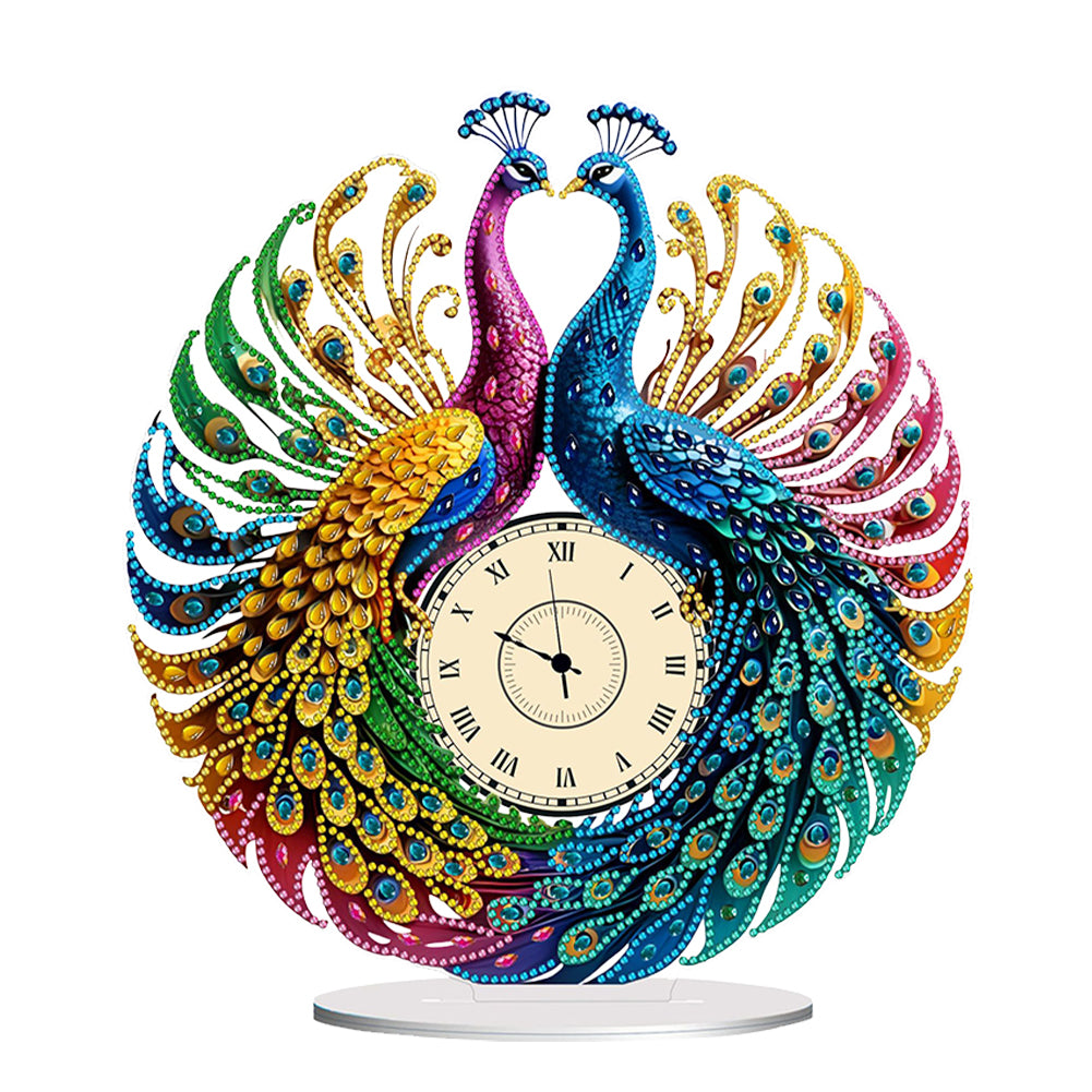 Peacock Special Shape 5D Diamond Painting Clock Art Craft Decorative for Desktop