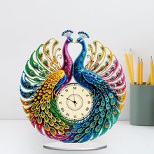 Load image into Gallery viewer, Peacock Special Shape 5D Diamond Painting Clock Art Craft Decorative for Desktop
