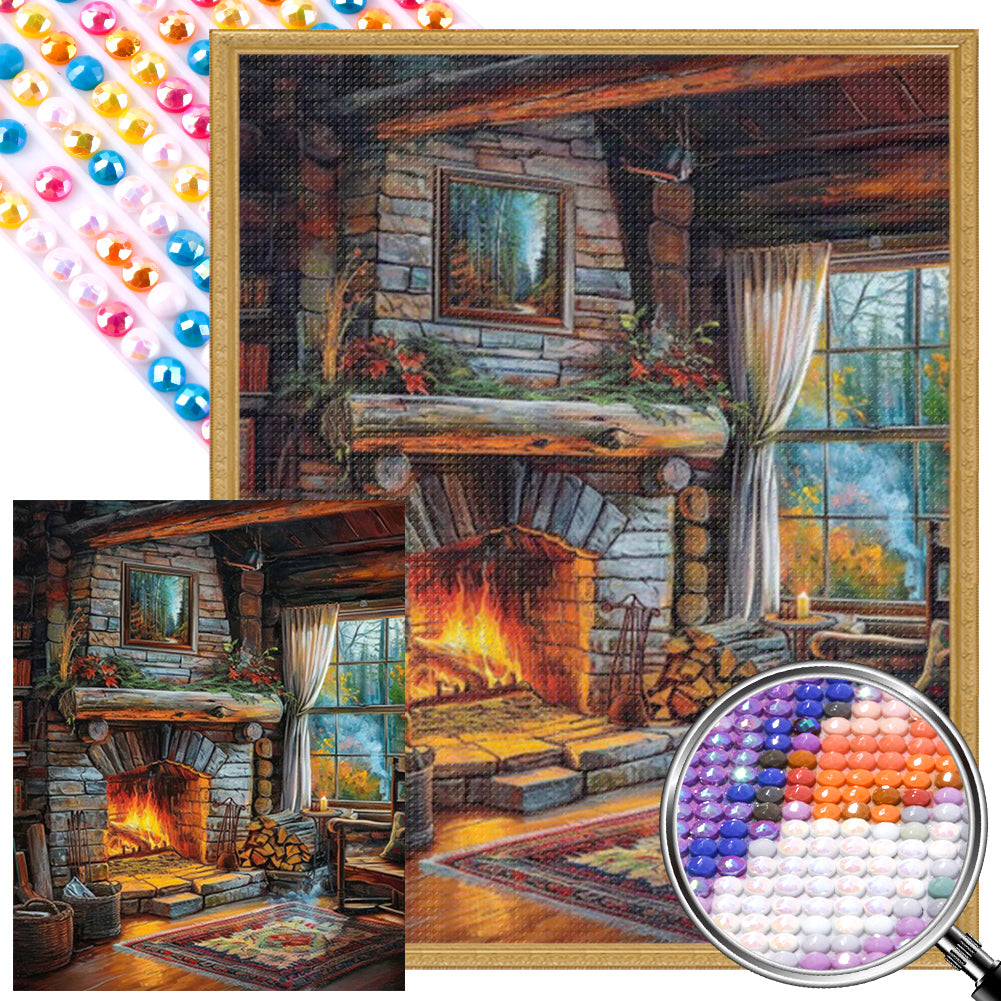 AB Diamond Painting - Full Round - House Fireplace (40*50CM)