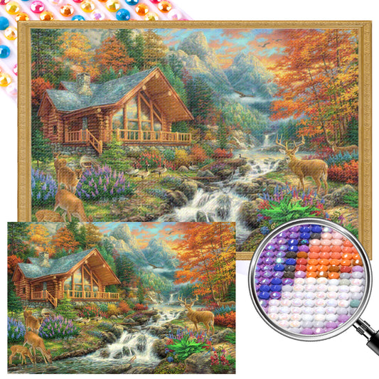 AB Diamond Painting - Full Round - Cabin In The Woods (60*40CM)
