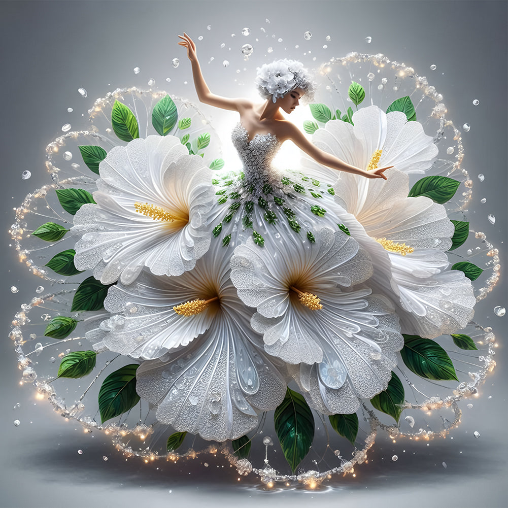 Diamond Painting - Full Round - Girl With Beautiful Skirt (40*40CM)