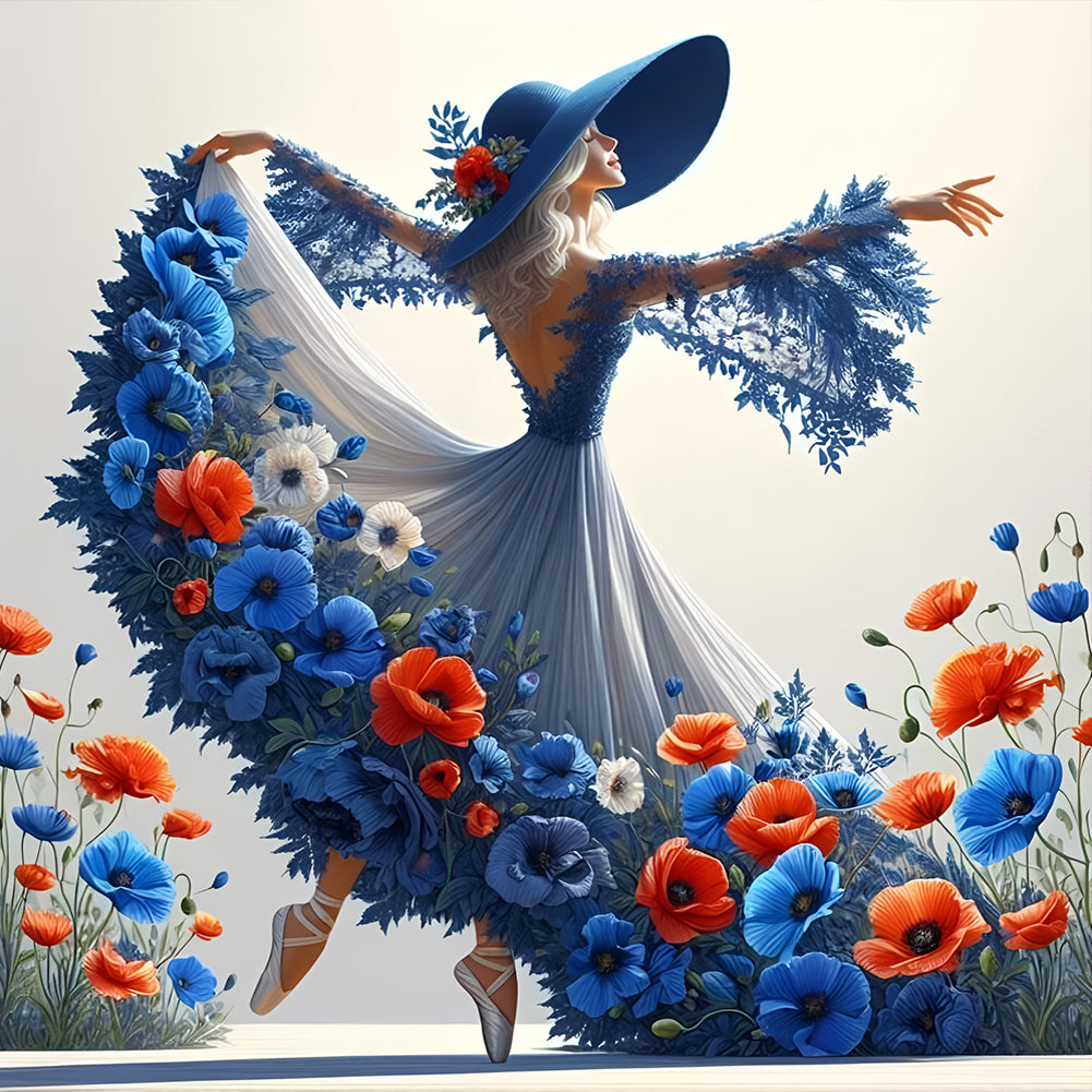 Diamond Painting - Full Round - Girl With Beautiful Skirt (40*40CM)