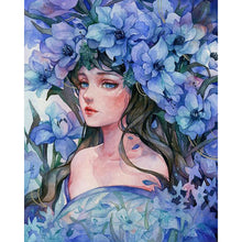 Load image into Gallery viewer, Diamond Painting - Full Round - Blue Flower Girl (40*50CM)

