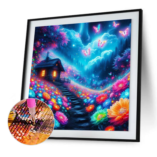 Diamond Painting - Full Round - Butterfly Hut At Night (30*30CM)