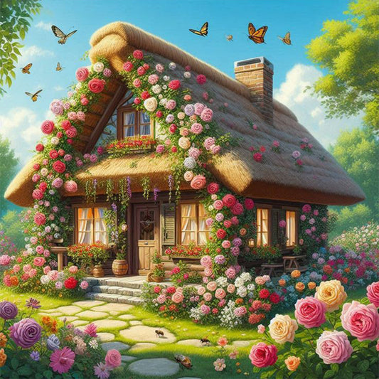 Diamond Painting - Full Round - Fragrant Butterfly Hut (30*30CM)